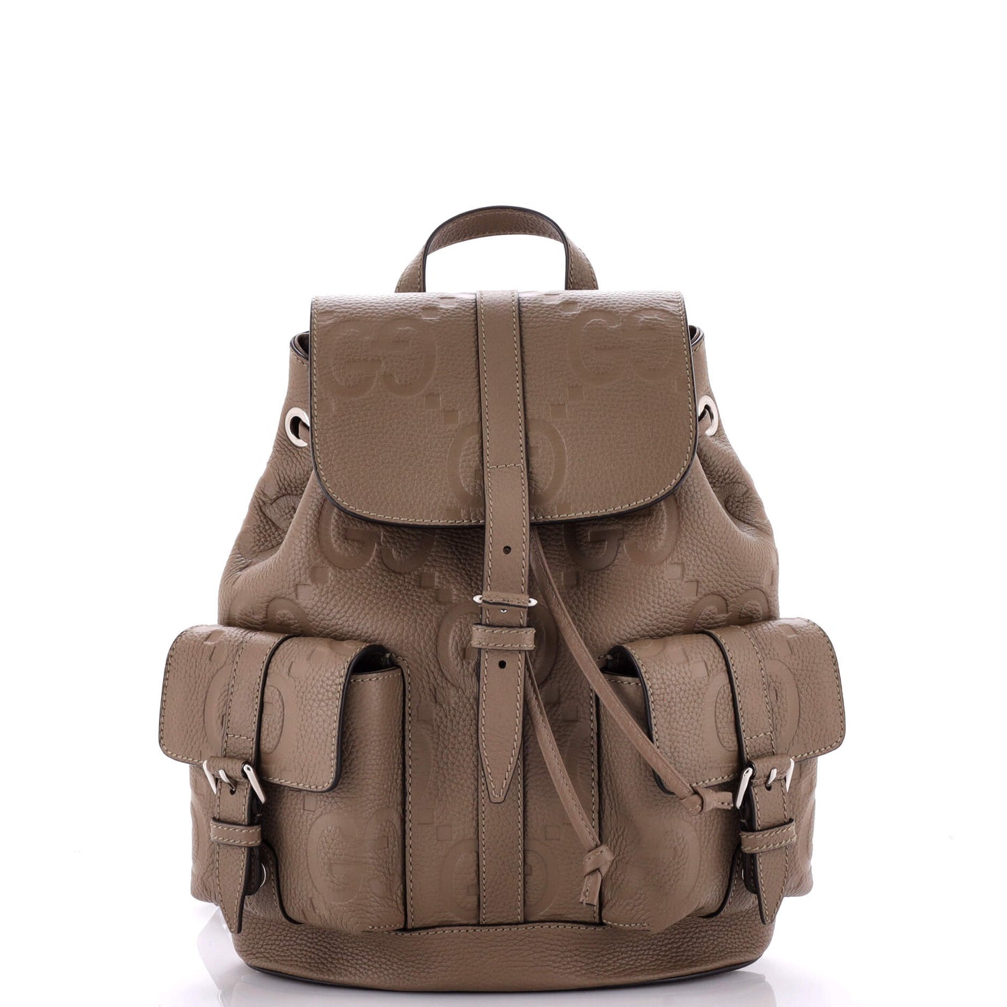 Double Pocket Belt Backpack Jumbo GG Embossed Leather Small