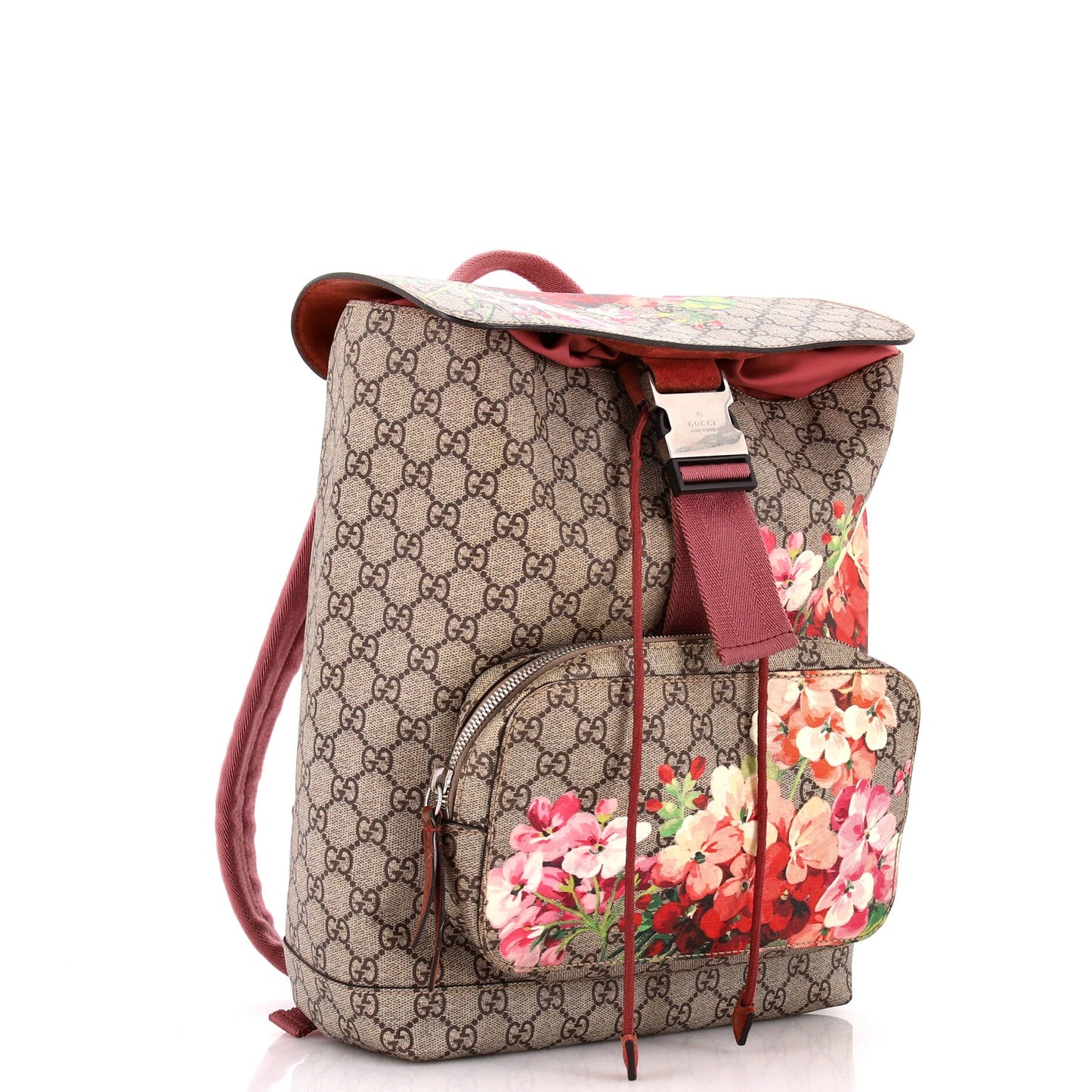 Buckle Backpack Blooms Print GG Coated Canvas Medium