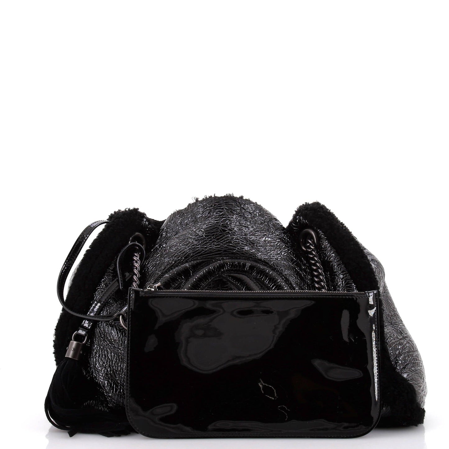 Soho Chain Strap Shoulder Bag Patent and Shearling Medium