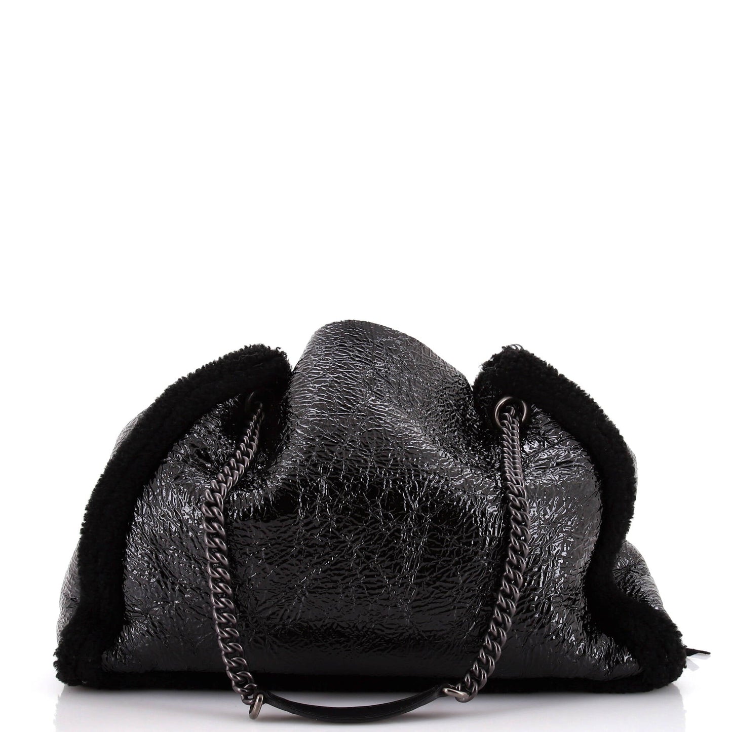 Soho Chain Strap Shoulder Bag Patent and Shearling Medium
