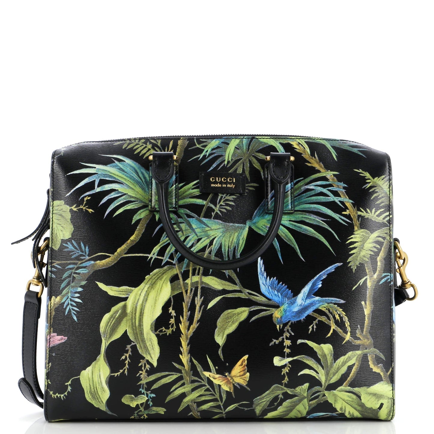 Convertible Briefcase Tropical Print Leather Medium