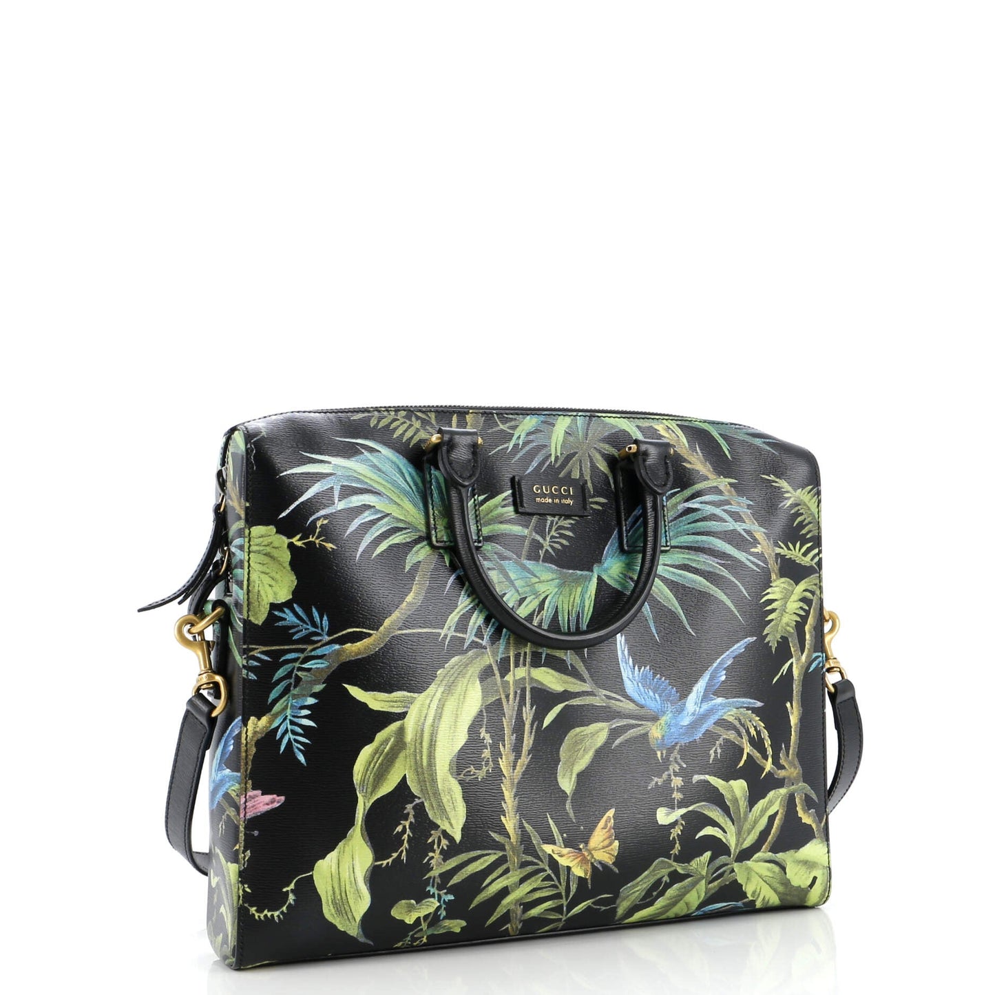 Convertible Briefcase Tropical Print Leather Medium