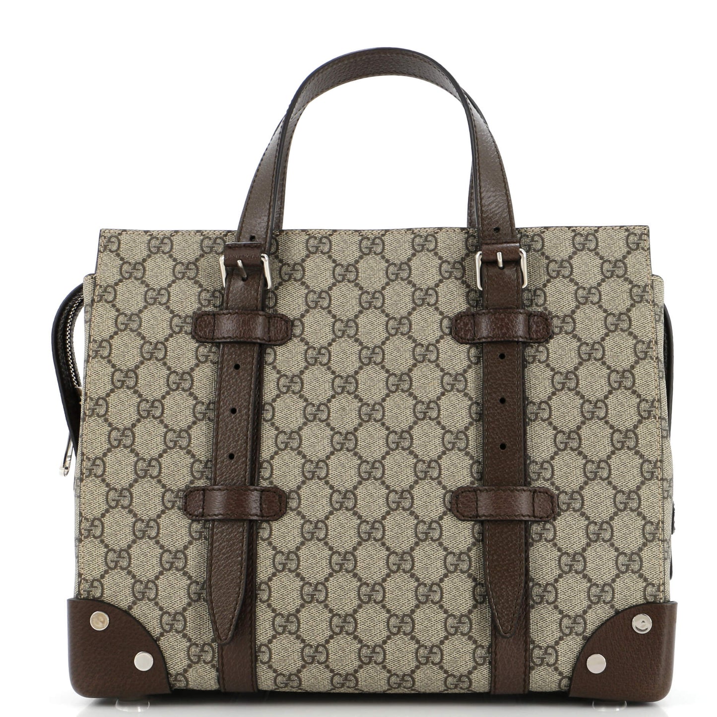 Buckle Travel Tote GG Coated Canvas with Leather Medium