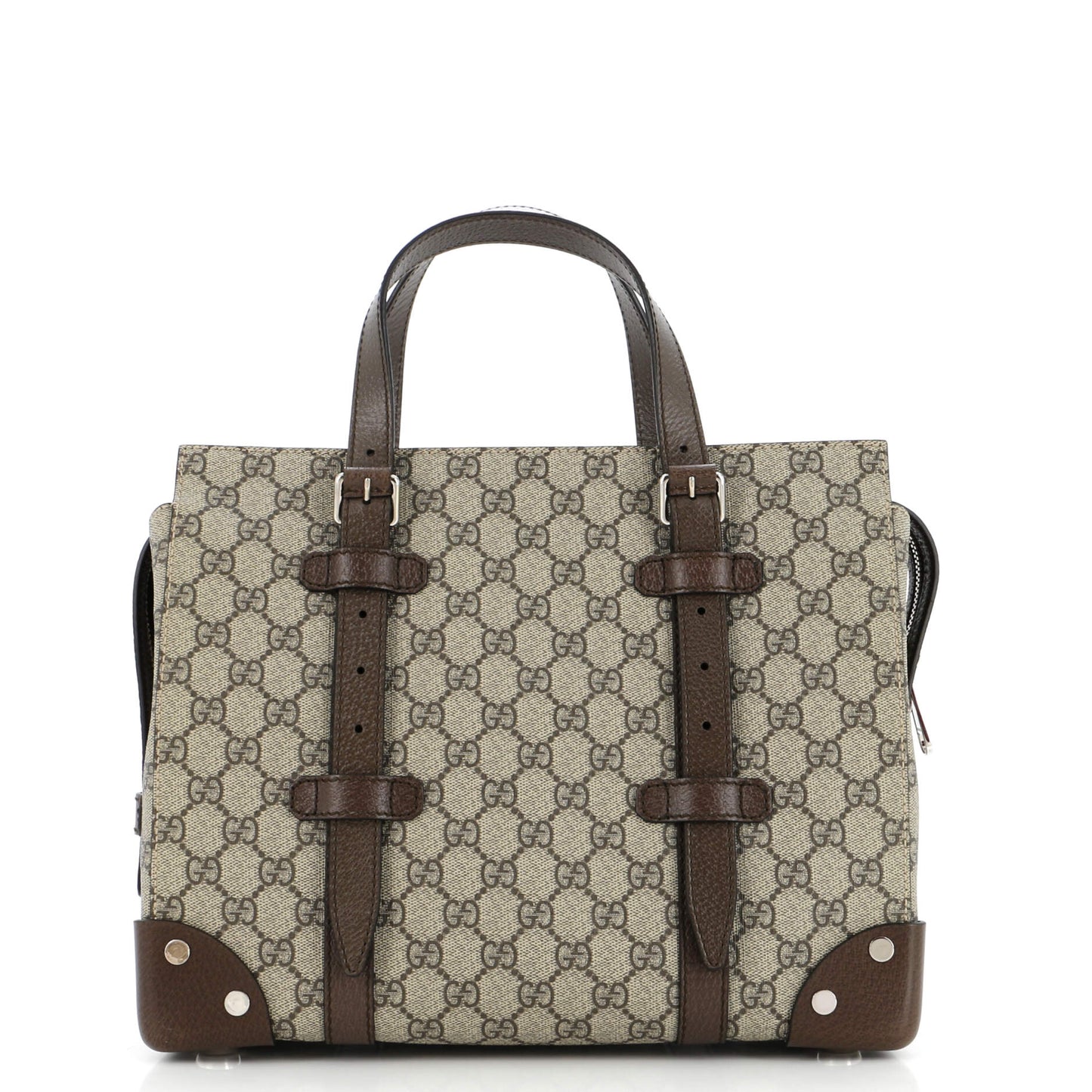 Buckle Travel Tote GG Coated Canvas with Leather Medium