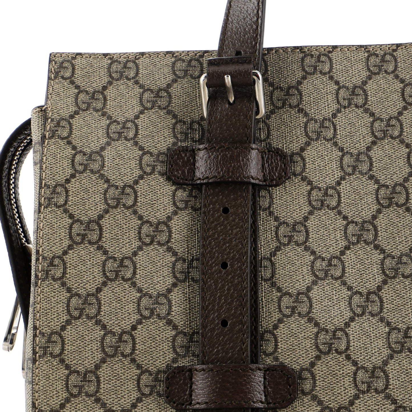 Buckle Travel Tote GG Coated Canvas with Leather Medium