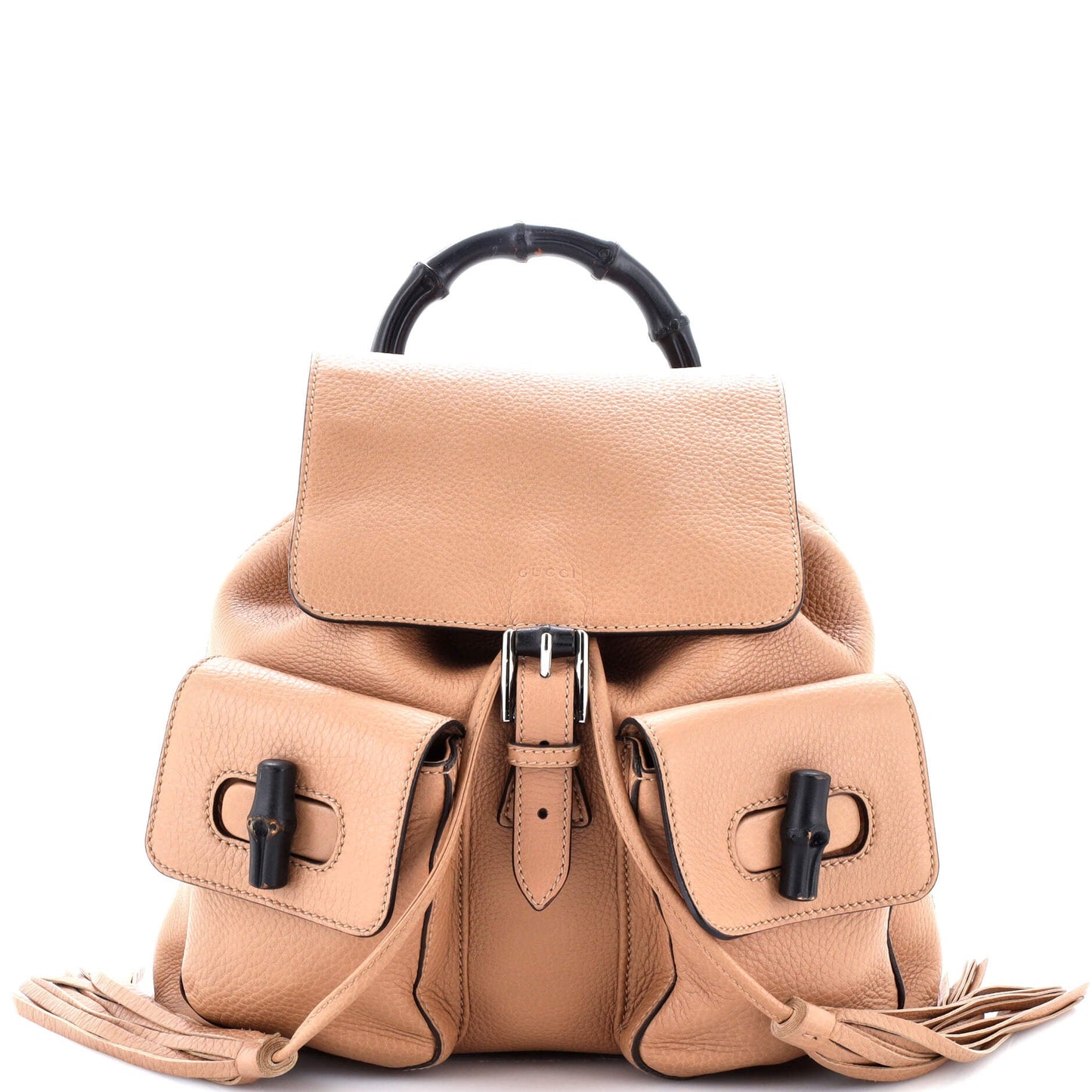 Bamboo Tassel Backpack Leather Medium