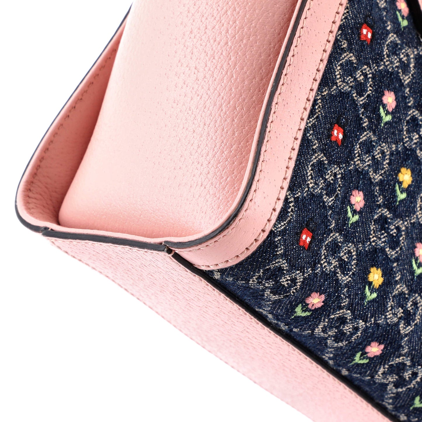 Ophidia Top Handle Tote Flower Embroidered GG Denim Small