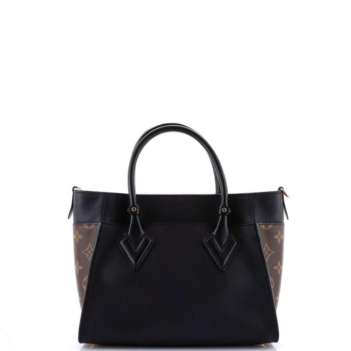 On My Side Tote Leather with Monogram Canvas PM
