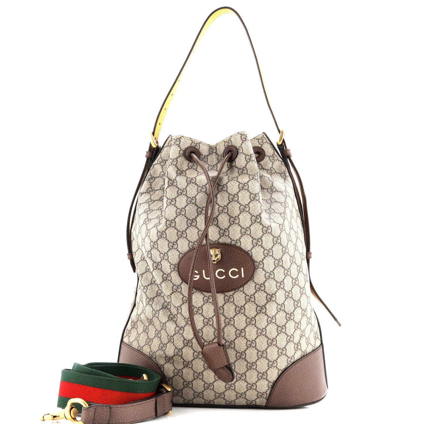 Neo Vintage Drawstring Bucket Backpack GG Coated Canvas Large