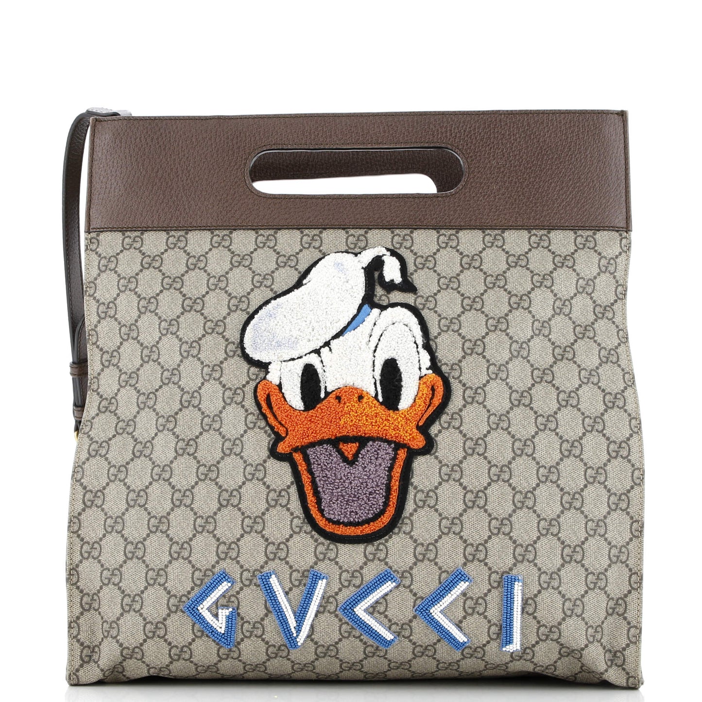 Donald Duck Soft Tote Embroidered GG Coated Canvas