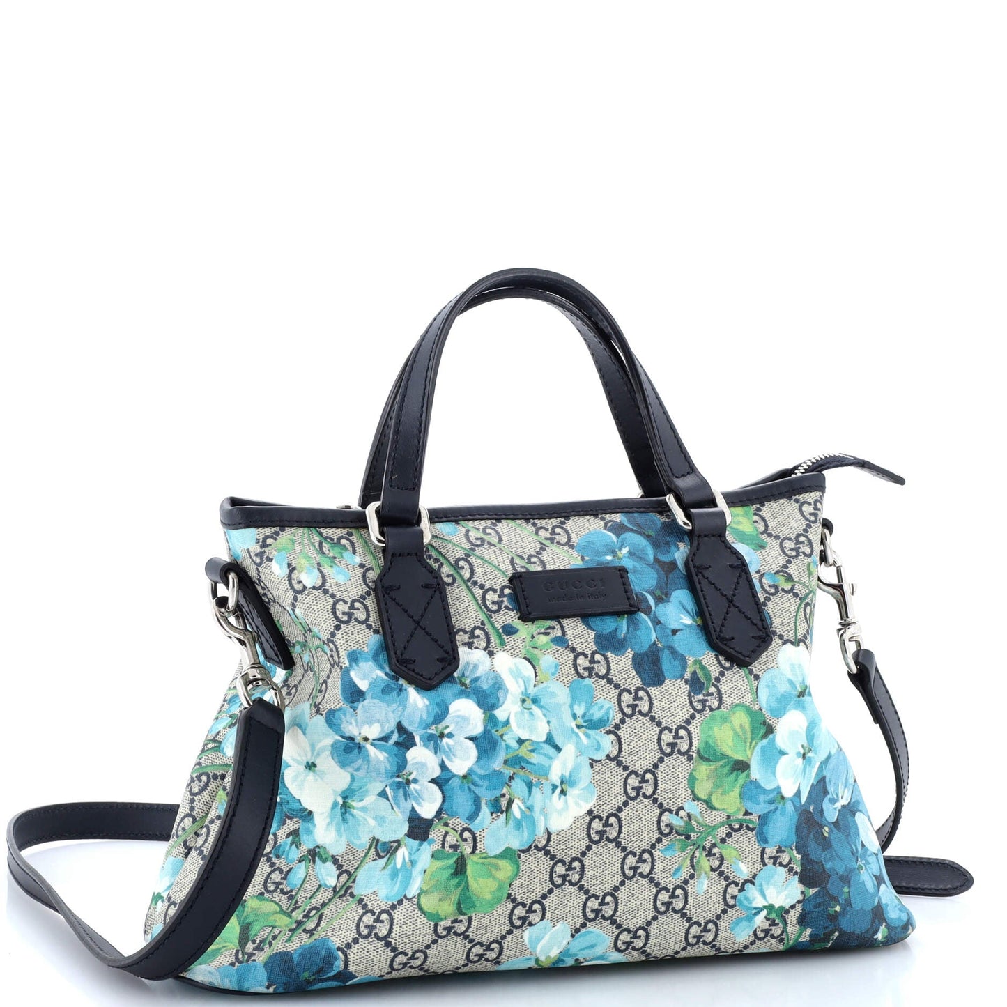 Convertible Zip Tote Blooms Print GG Coated Canvas Medium
