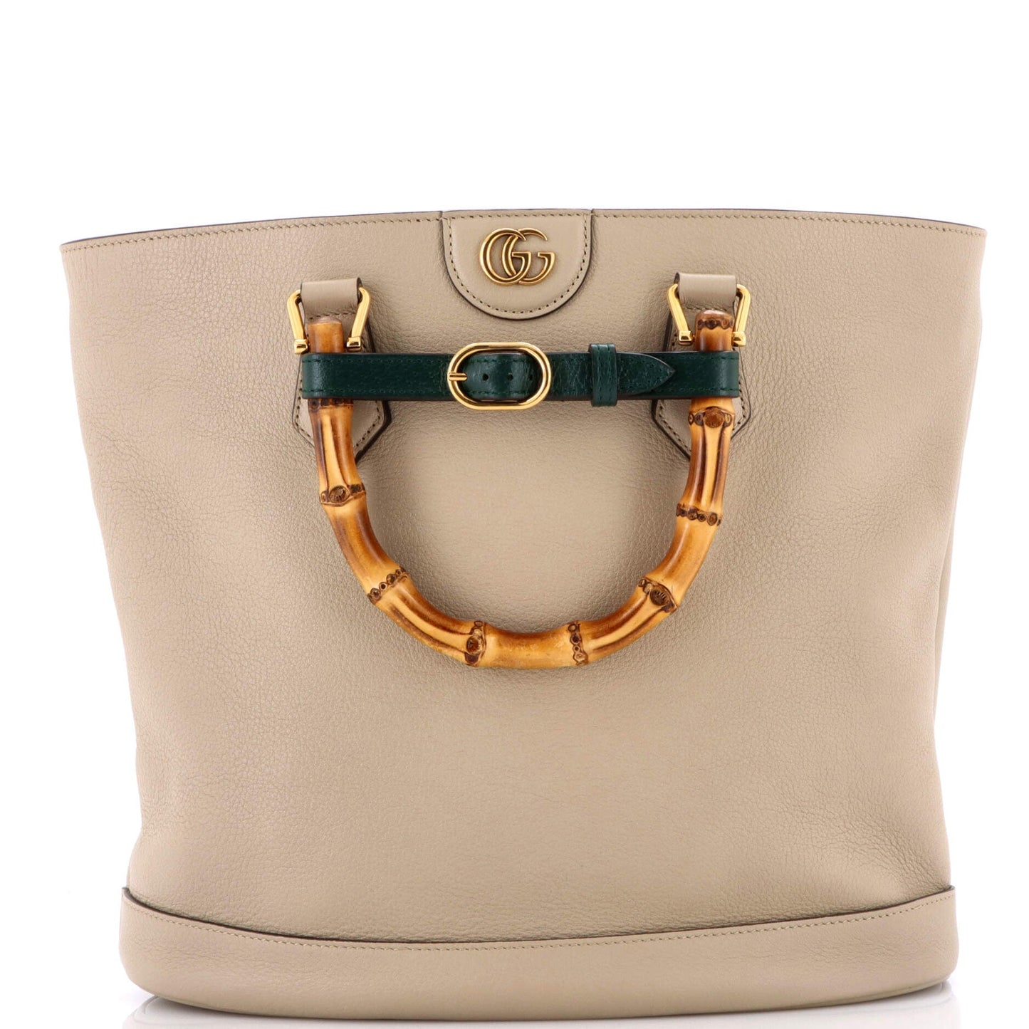 Diana Bamboo Handle Round Tote Leather Medium