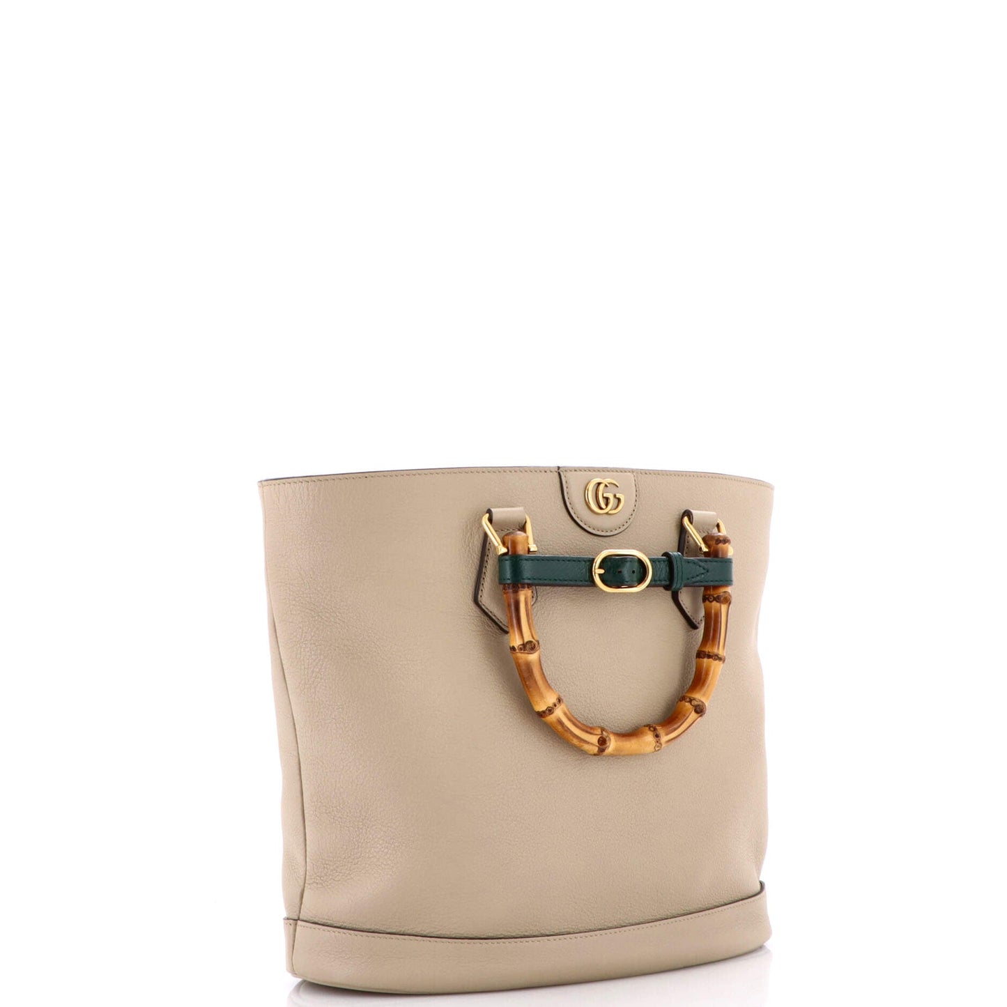 Diana Bamboo Handle Round Tote Leather Medium