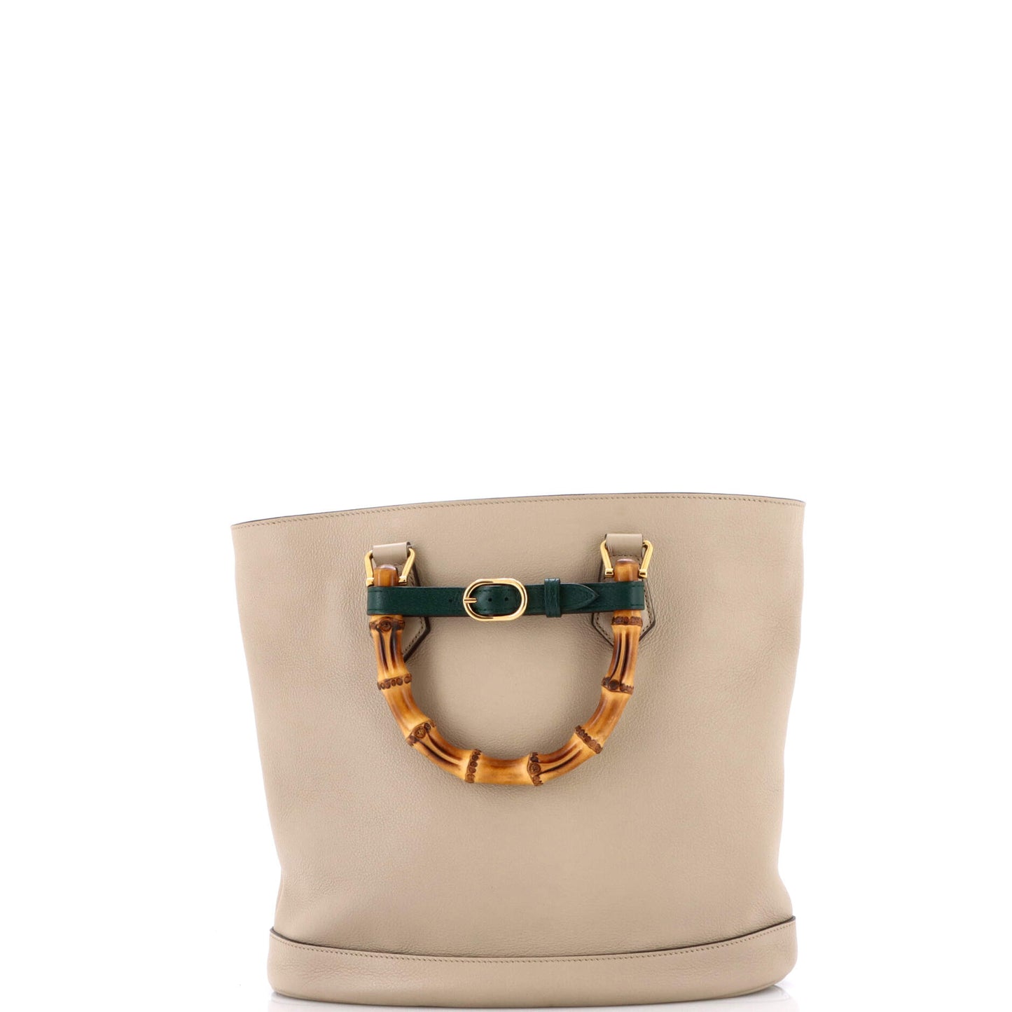 Diana Bamboo Handle Round Tote Leather Medium