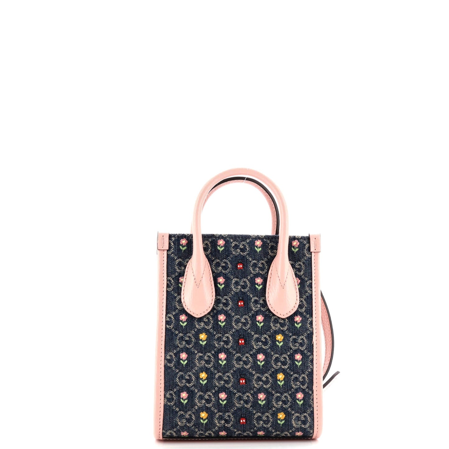 Interlocking G Patch Tote Embroidered GG Denim and Leather Mini