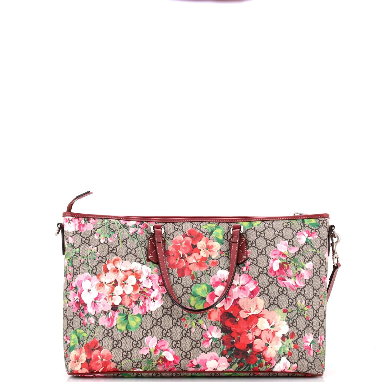 Convertible Zip Tote Blooms Print GG Coated Canvas Large