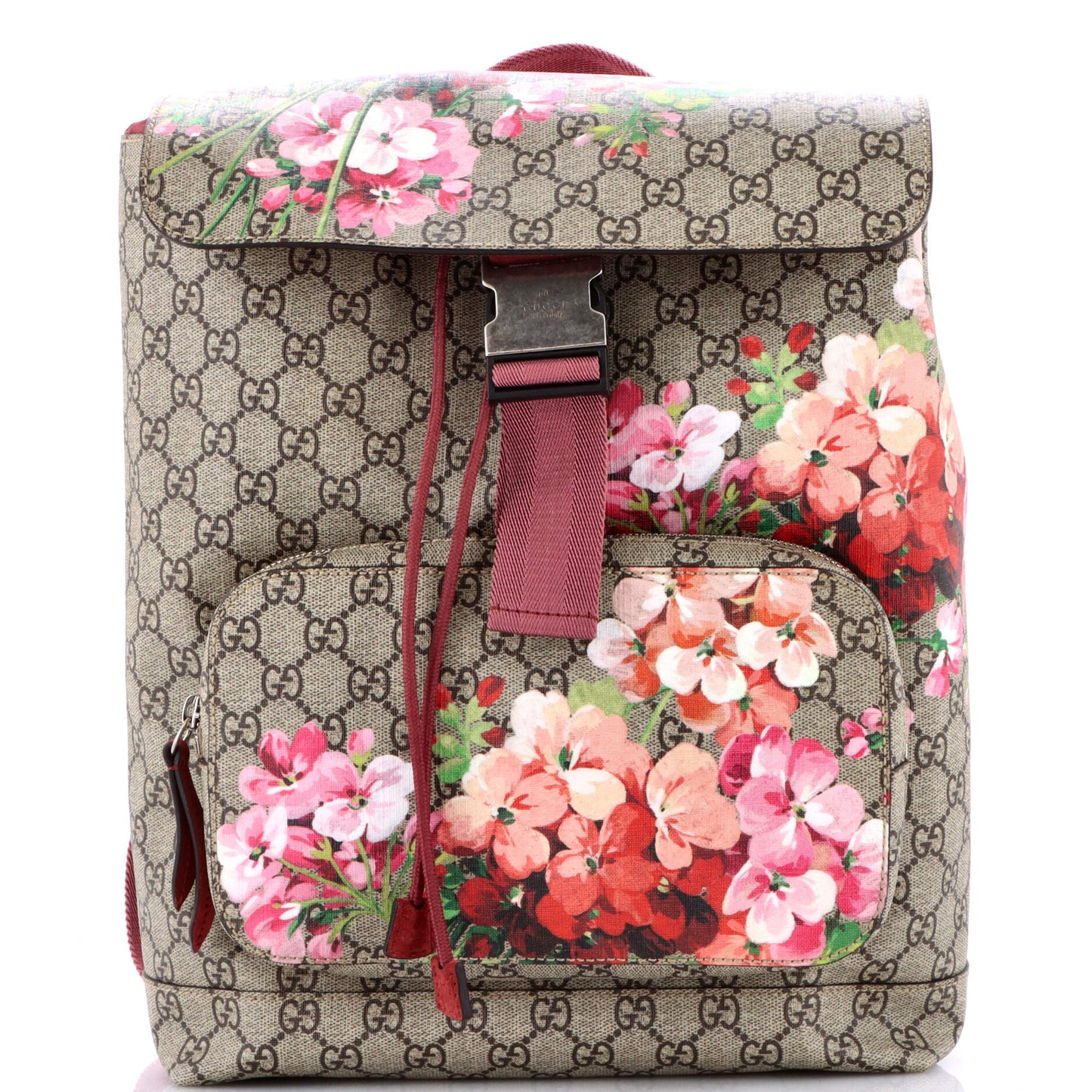 Buckle Backpack Blooms Print GG Coated Canvas Medium