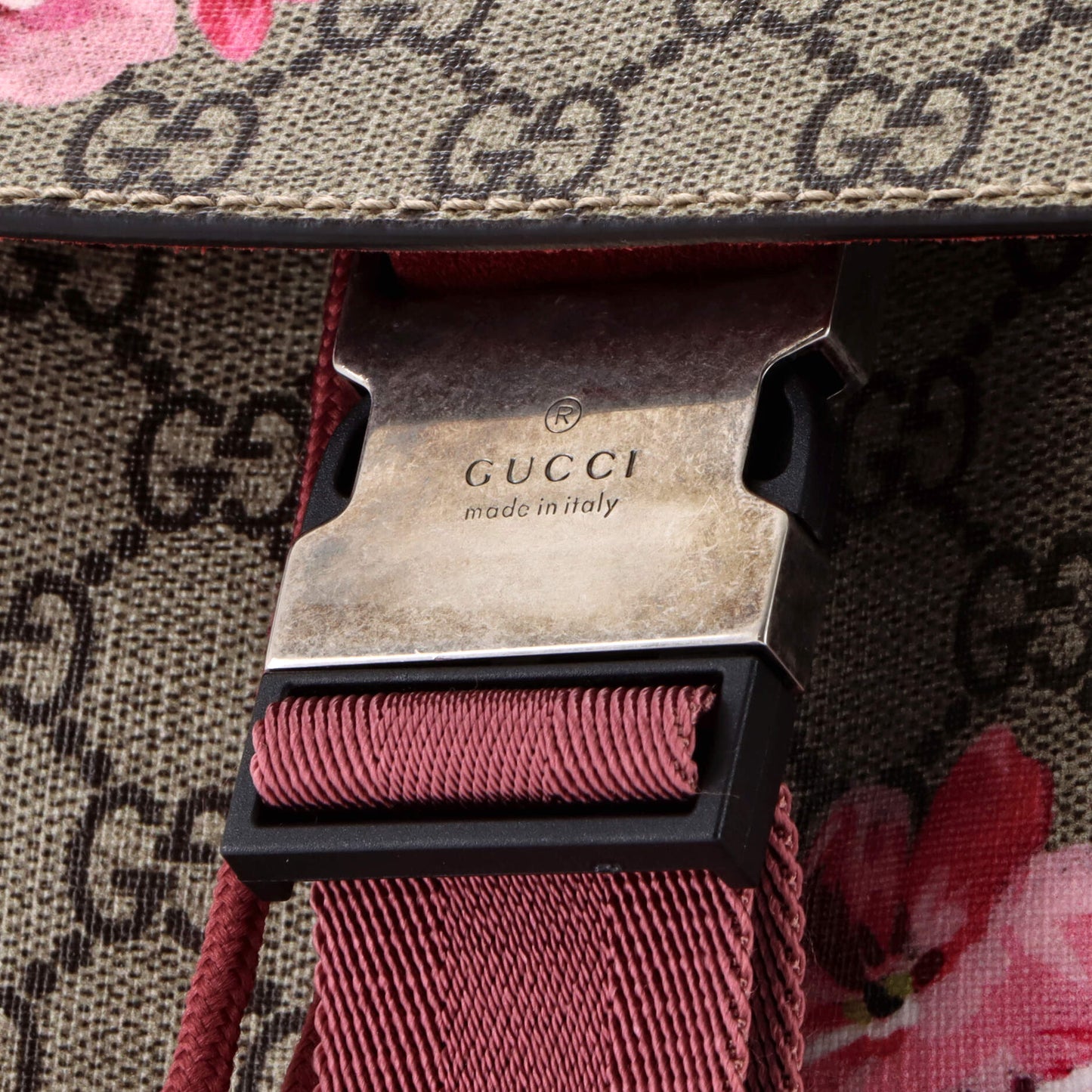 Buckle Backpack Blooms Print GG Coated Canvas Medium