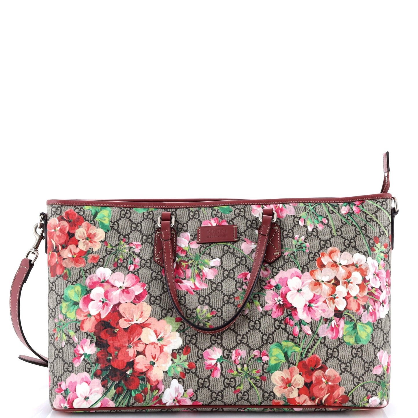 Convertible Zip Tote Blooms Print GG Coated Canvas Large