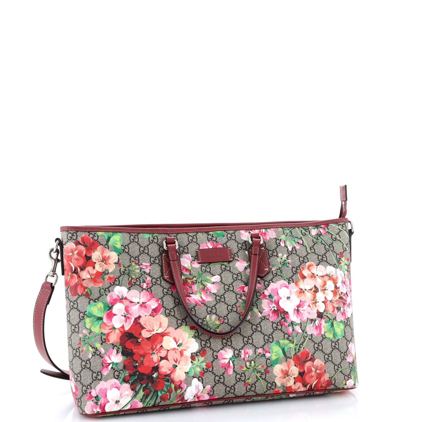 Convertible Zip Tote Blooms Print GG Coated Canvas Large