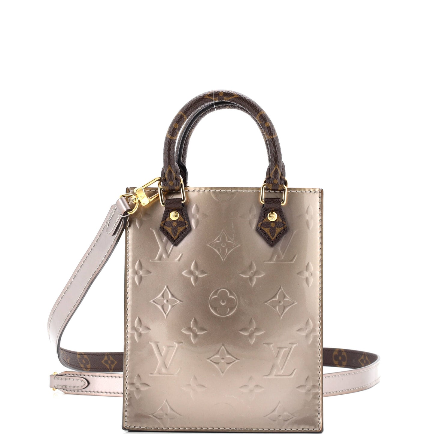 Petit Sac Plat Bag Monogram Vernis with Monogram Canvas