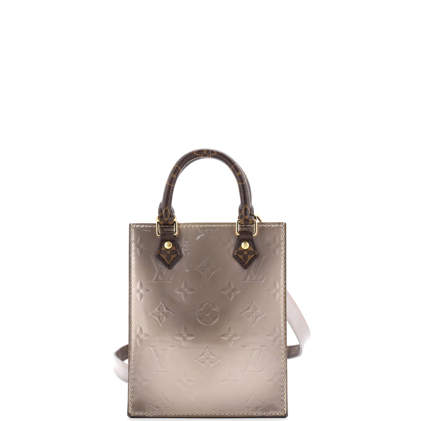 Petit Sac Plat Bag Monogram Vernis with Monogram Canvas