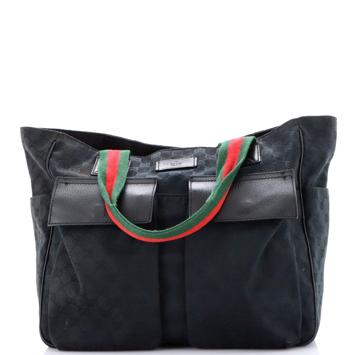 Double Pocket Web Handle Tote GG Canvas Medium