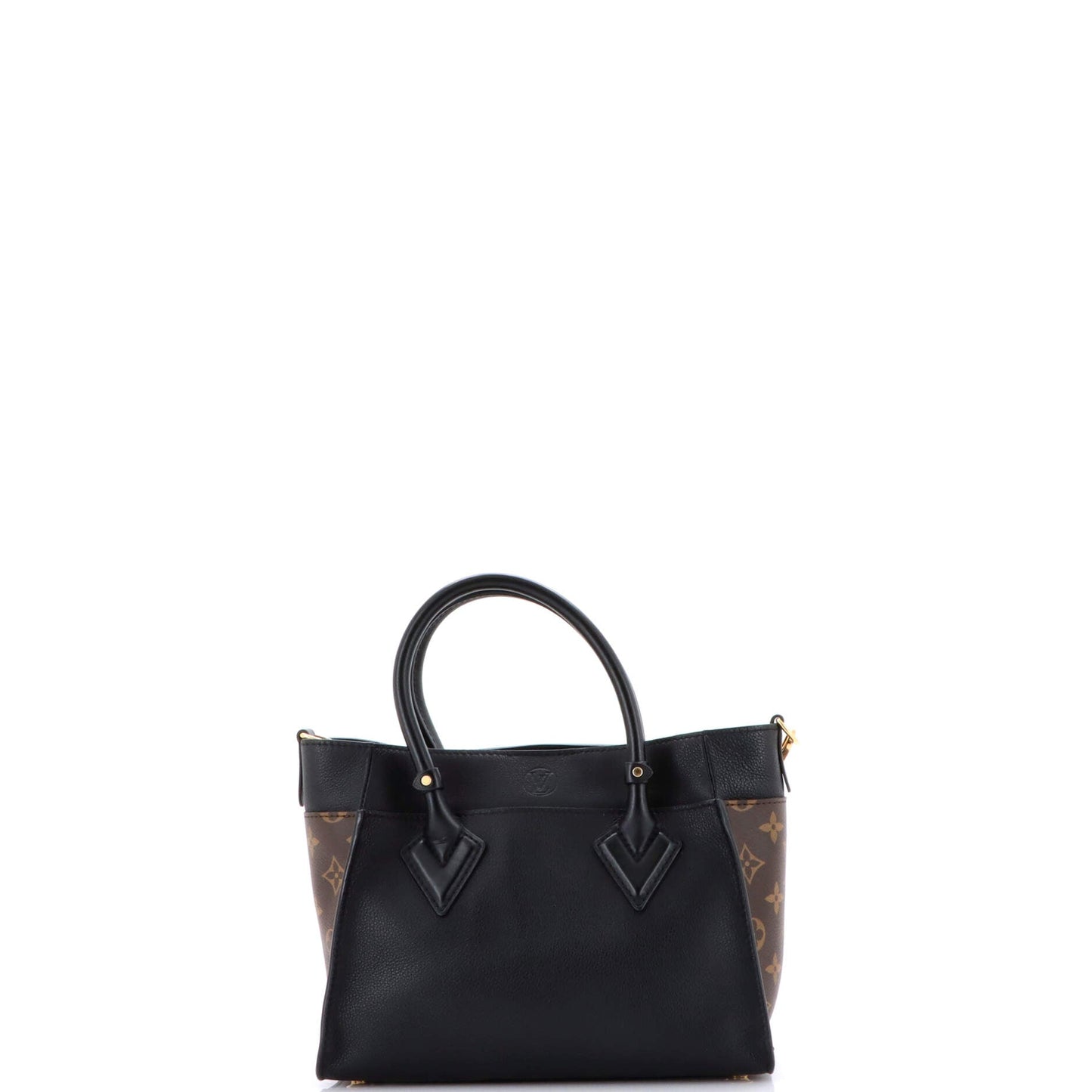 On My Side Tote Leather with Monogram Canvas PM