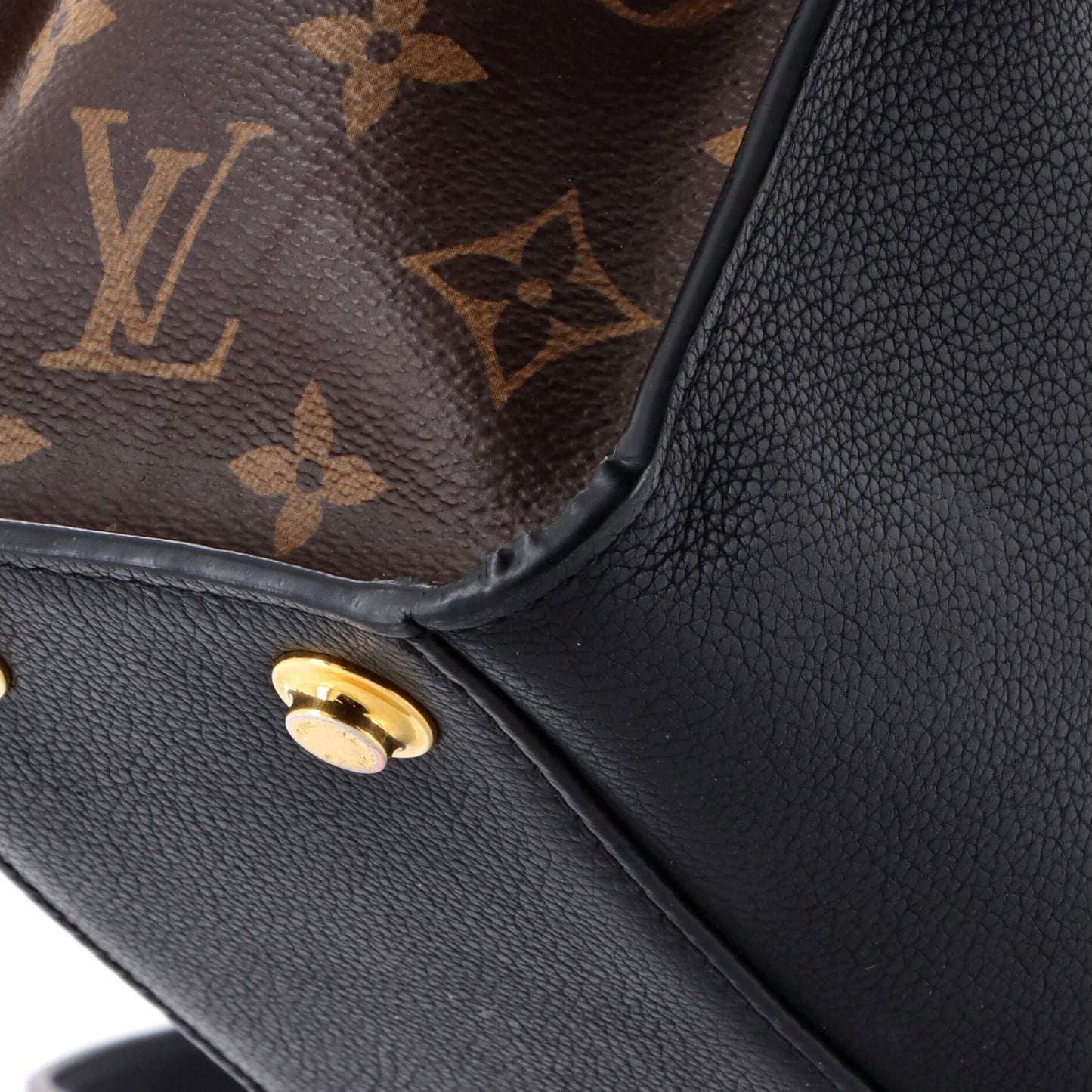 On My Side Tote Leather with Monogram Canvas PM
