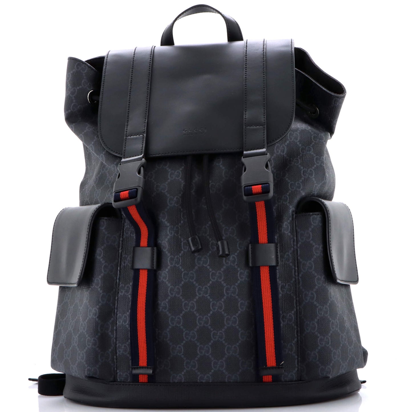 Double Pocket Buckle Backpack GG Coated Canvas Large