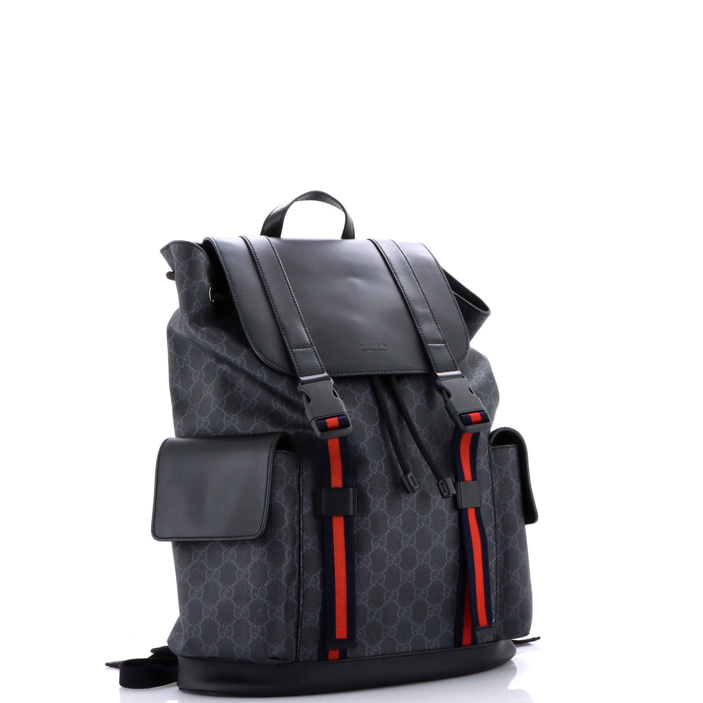 Double Pocket Buckle Backpack GG Coated Canvas Large