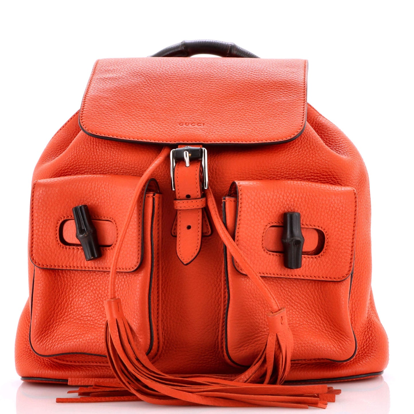 Bamboo Tassel Backpack Leather Medium