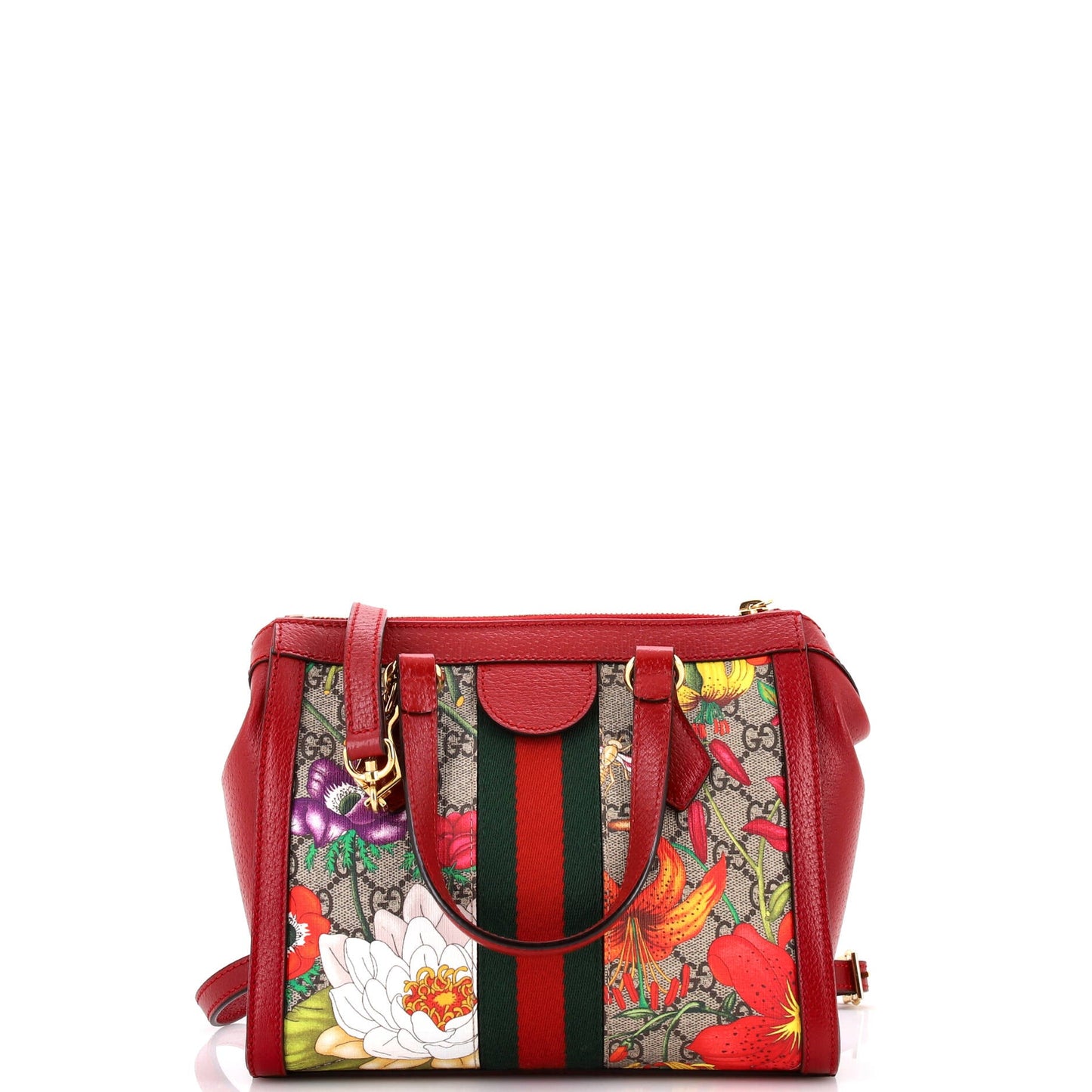 Ophidia Top Handle Tote Flora GG Coated Canvas Small