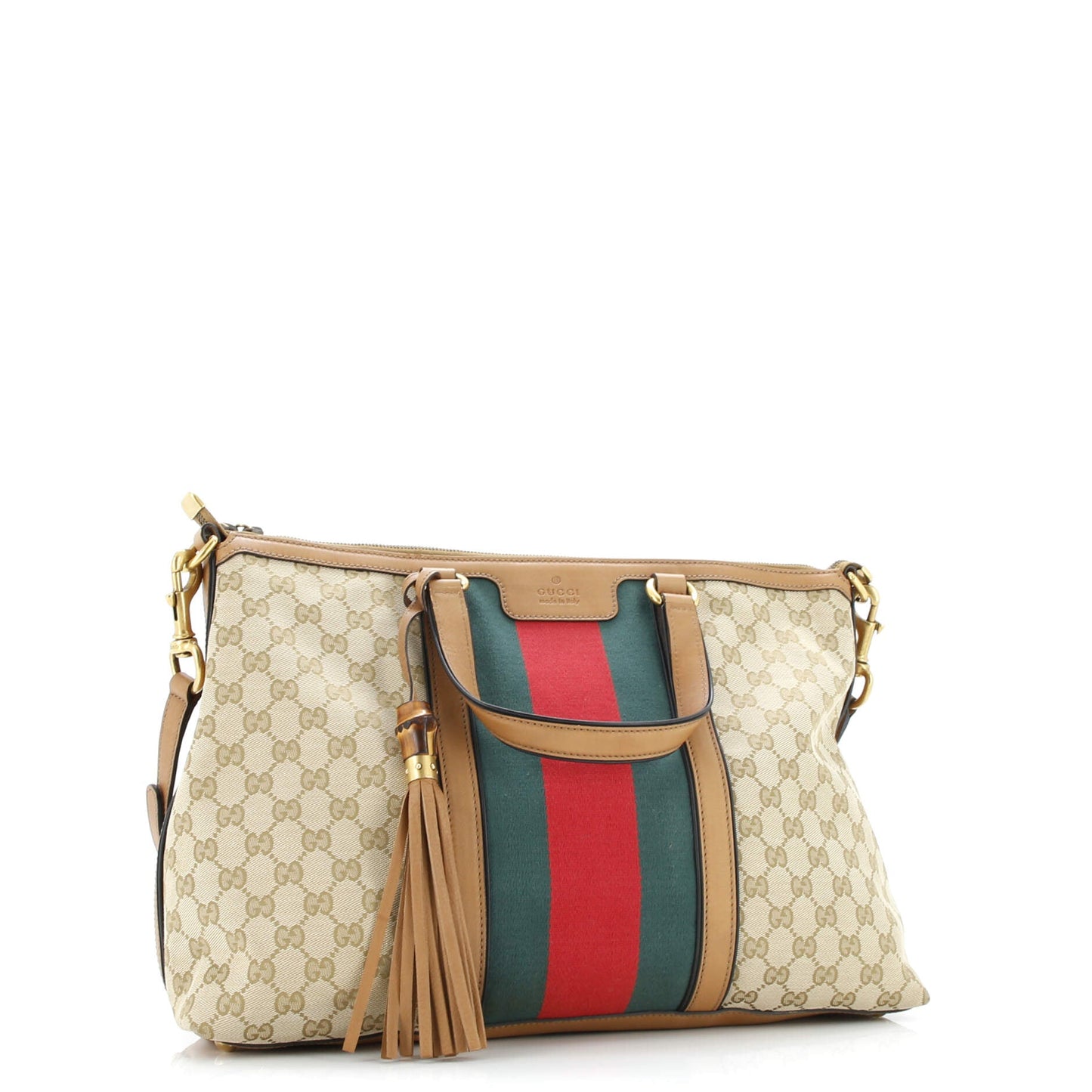 Rania Convertible Top Handle Bag Web GG Canvas Medium