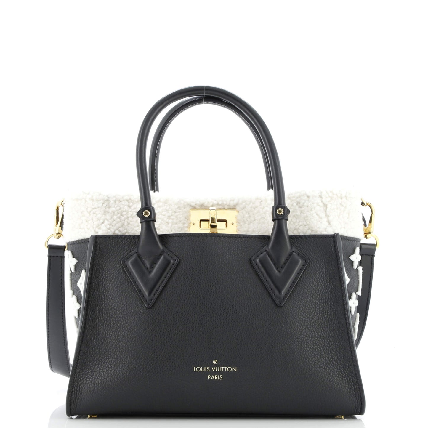 On My Side Tote Leather with Shearling PM