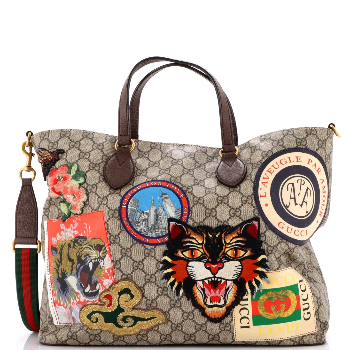 Courrier Convertible Soft Open Tote GG Coated Canvas with Applique Large