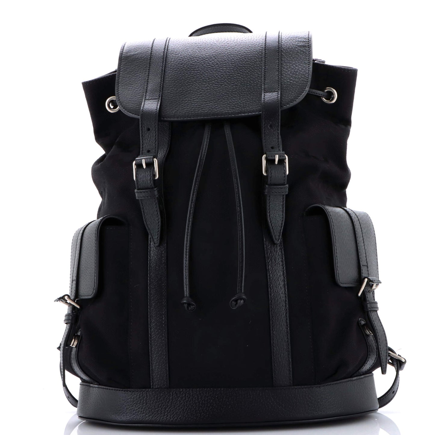 Double Pocket Belt Backpack Jumbo GG Canvas and Leather Large