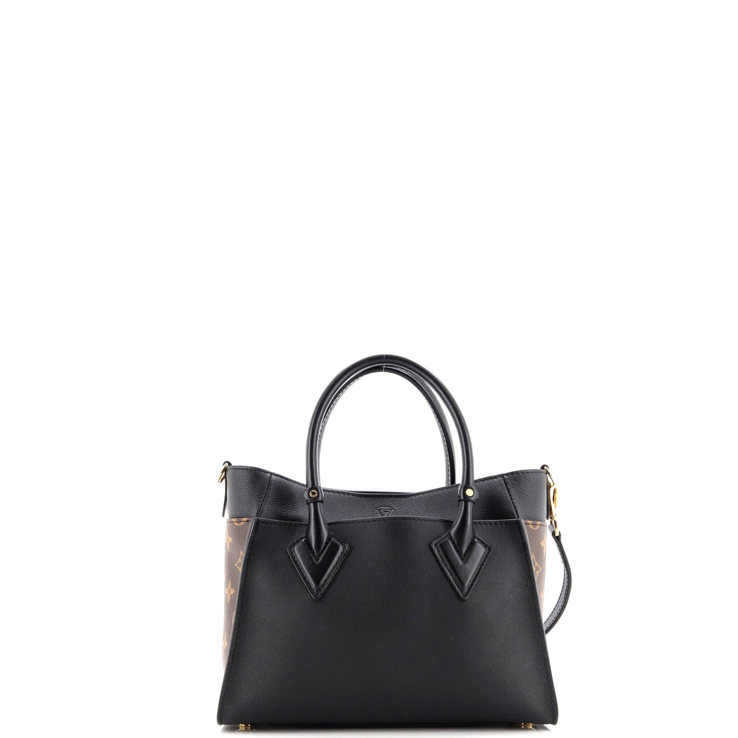 On My Side Tote Leather with Monogram Canvas PM