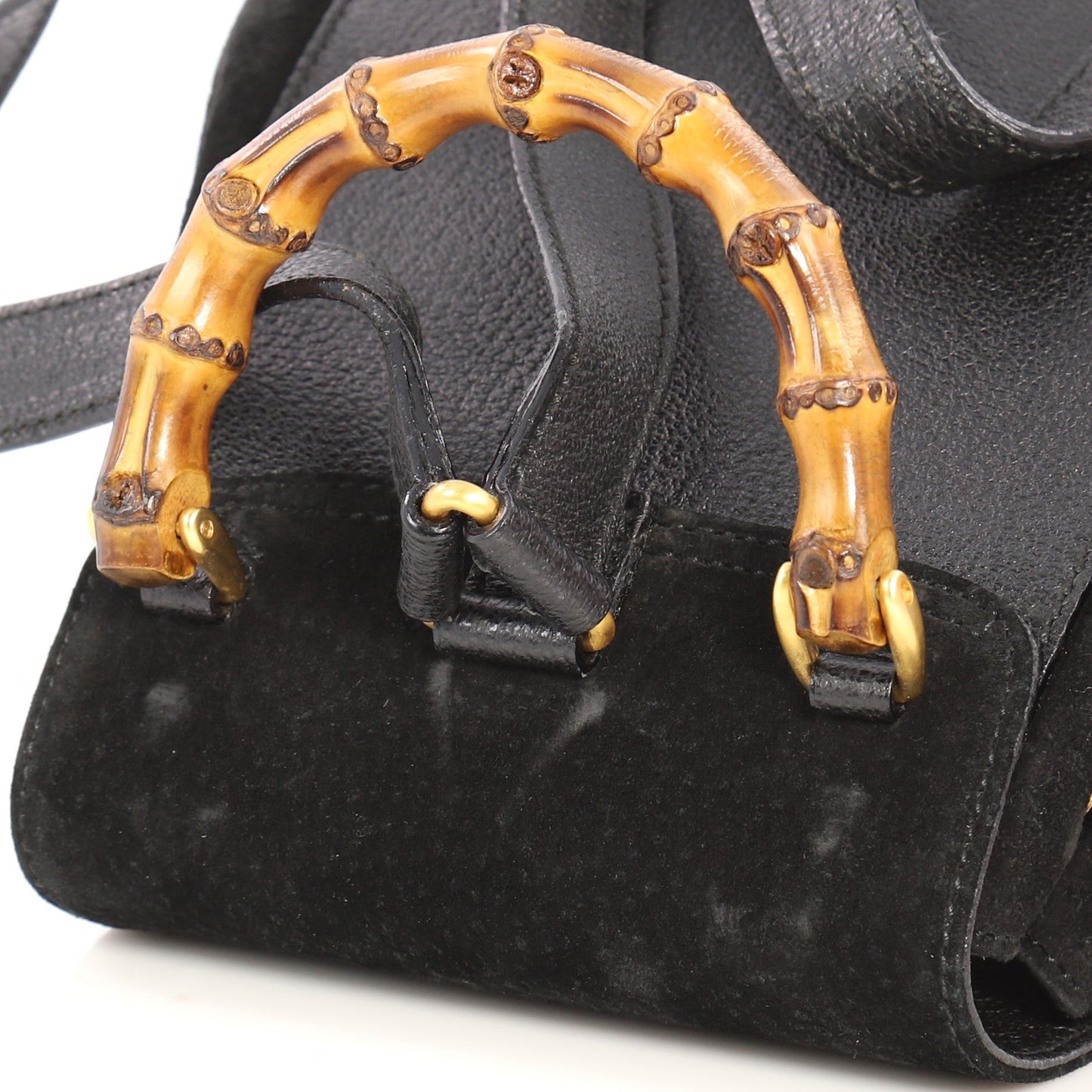 Vintage Bamboo Backpack Suede Mini