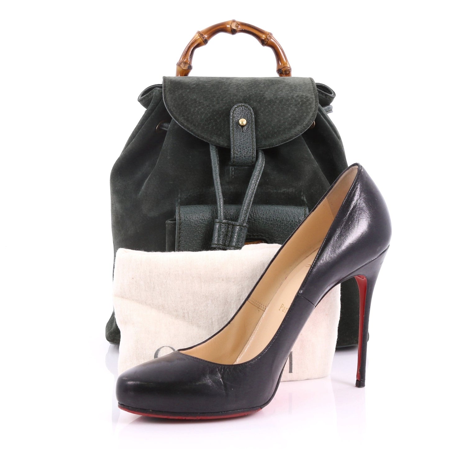Vintage Bamboo Backpack Suede Mini