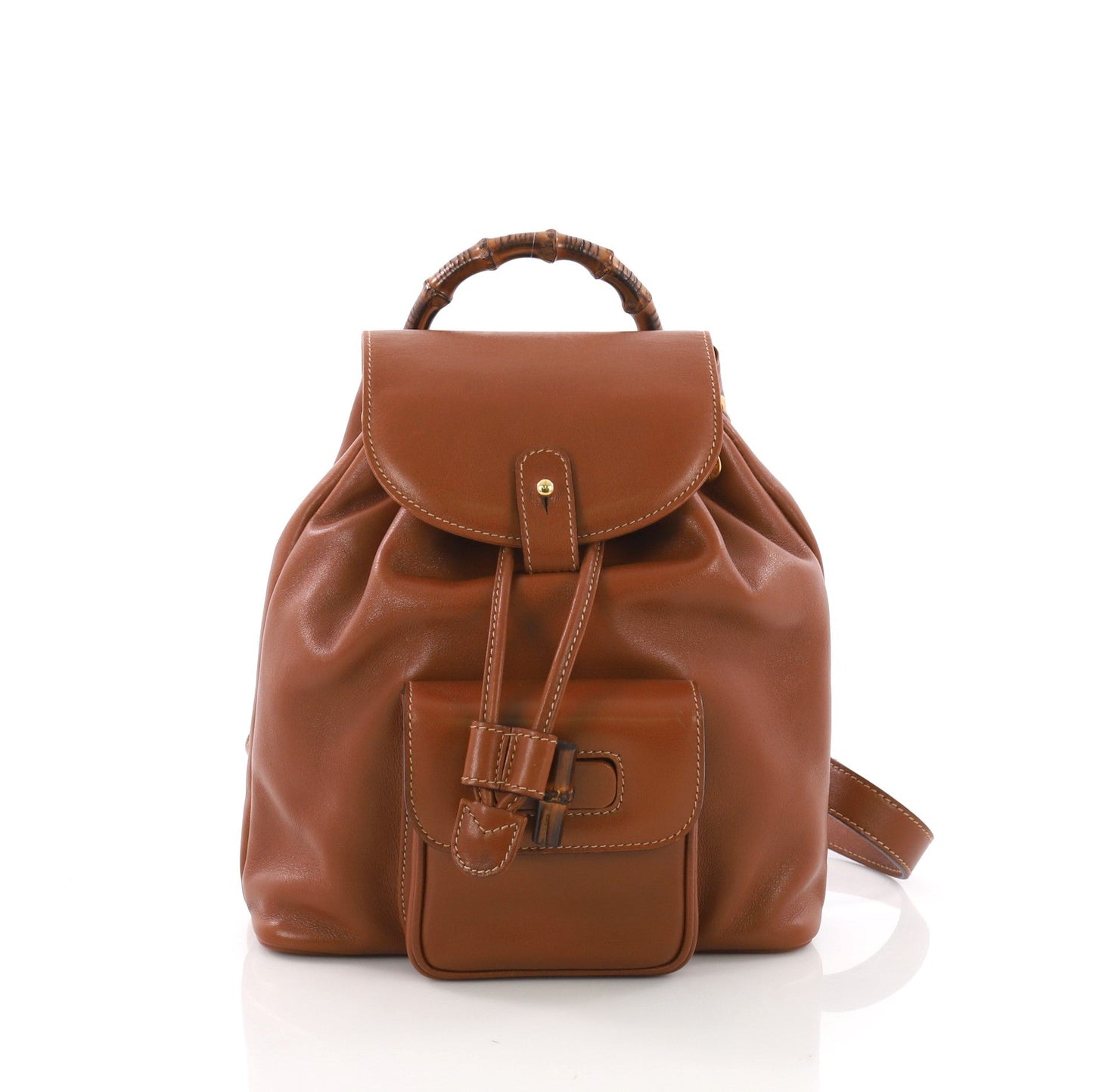 Vintage Bamboo Backpack Leather Mini