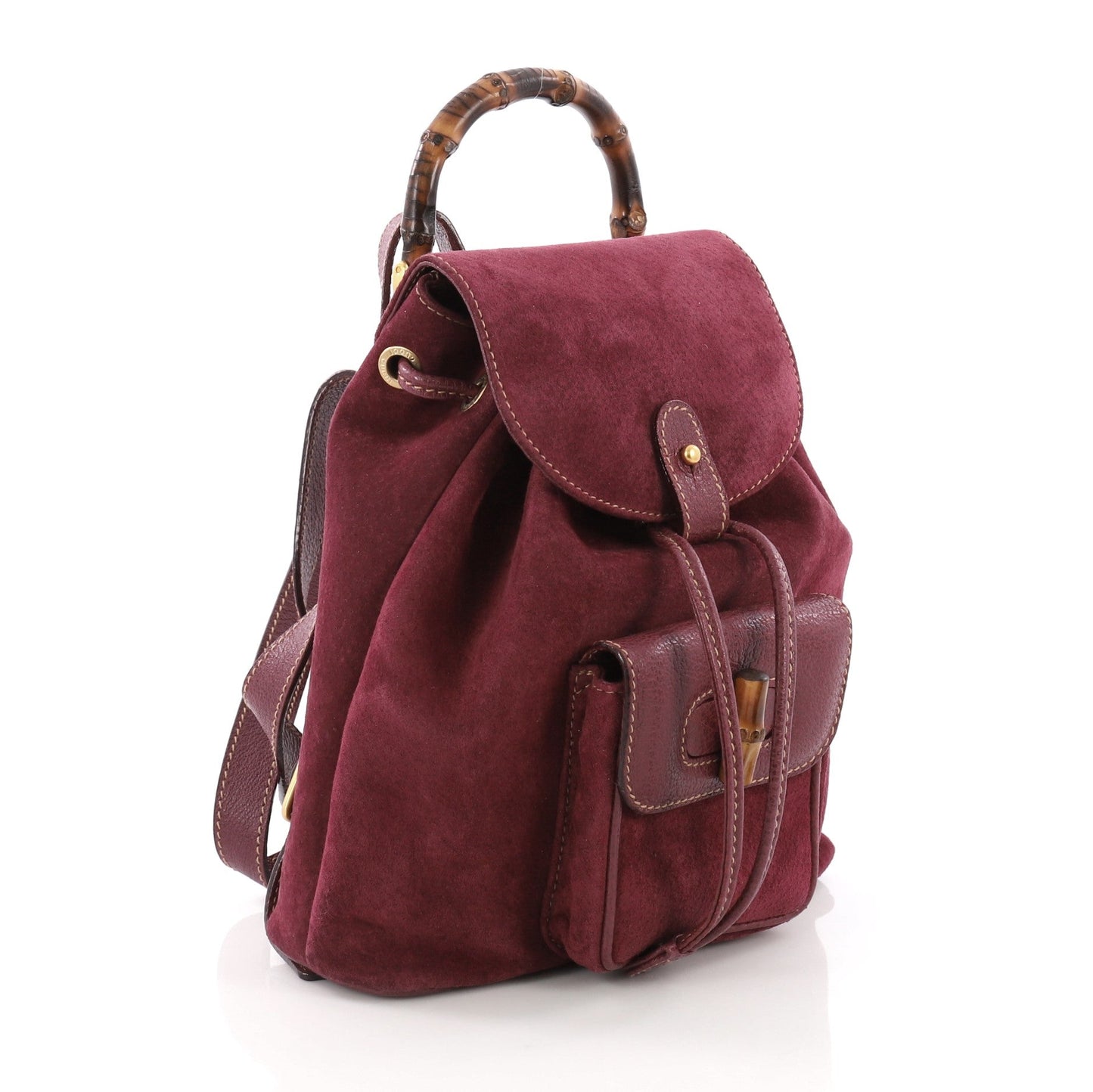 Vintage Bamboo Backpack Suede Mini
