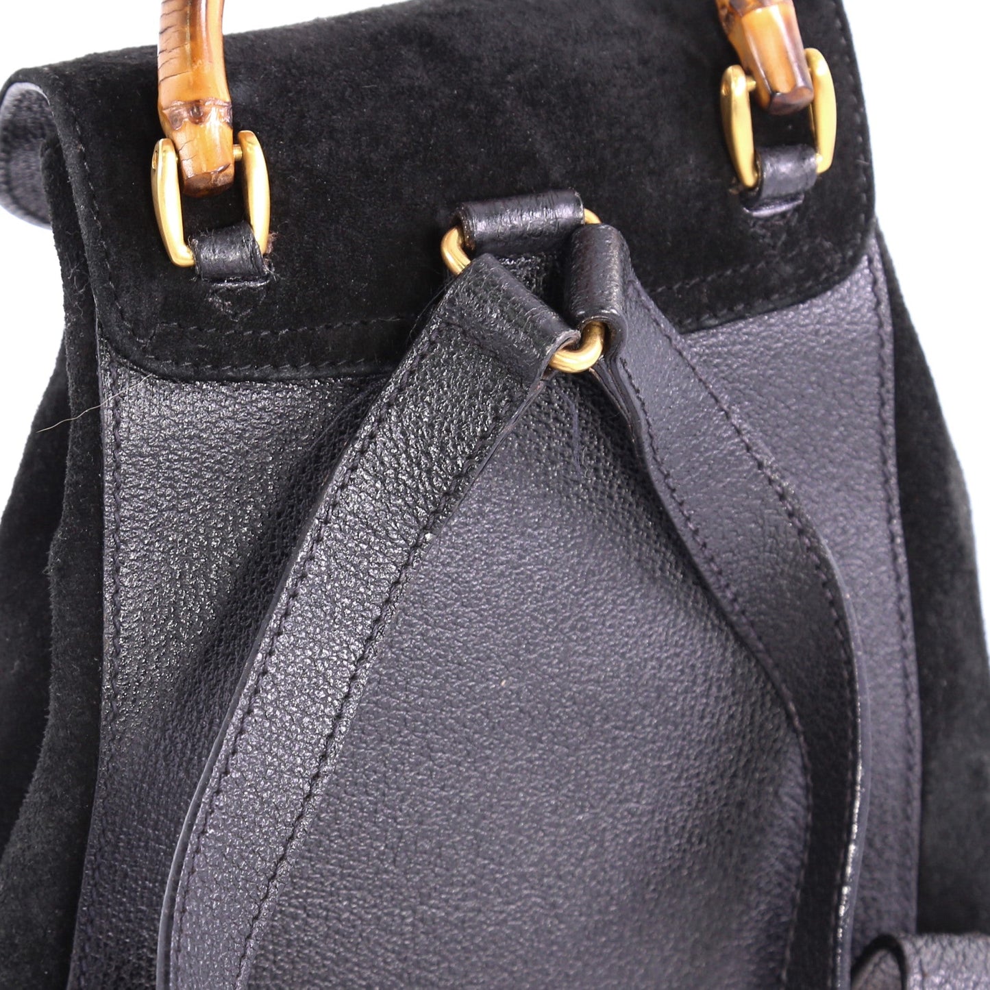Vintage Bamboo Backpack Suede Mini
