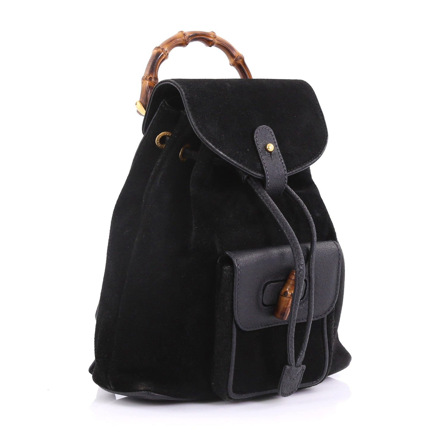 Vintage Bamboo Backpack Suede Mini