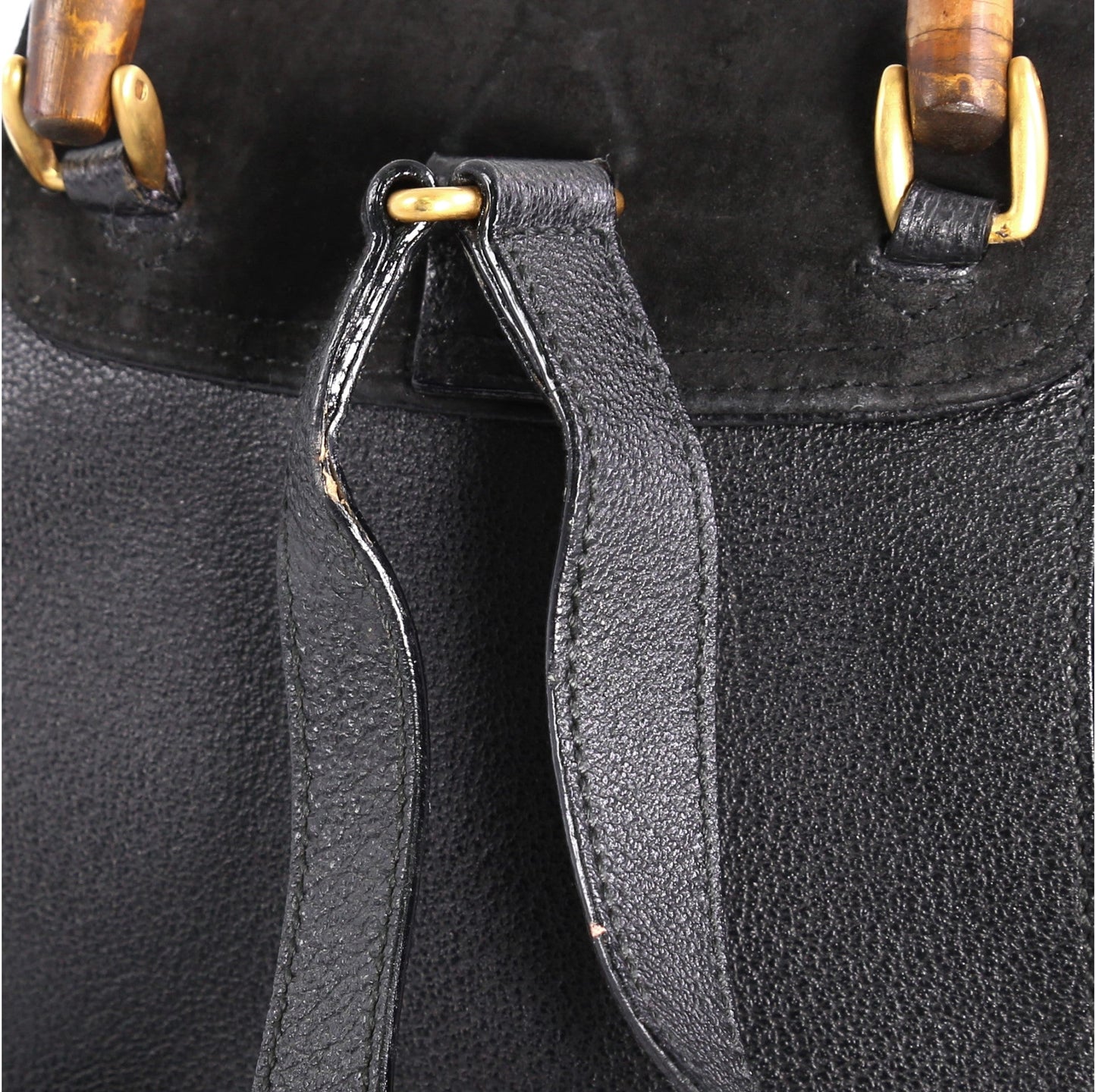 Vintage Bamboo Backpack Suede Mini