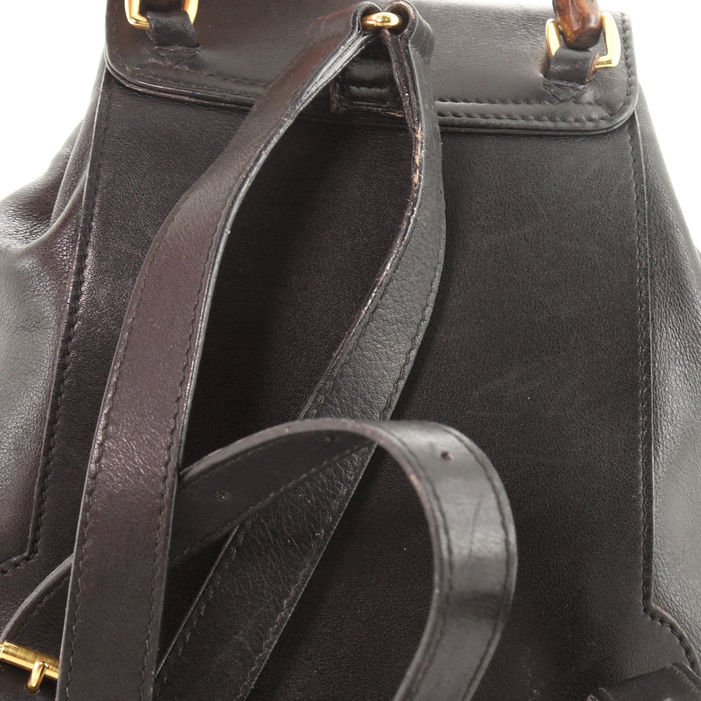 Vintage Bamboo Backpack Leather Mini