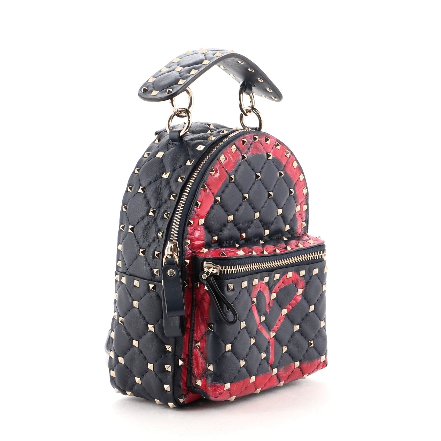 Rockstud Spike Backpack Painted Leather Mini
