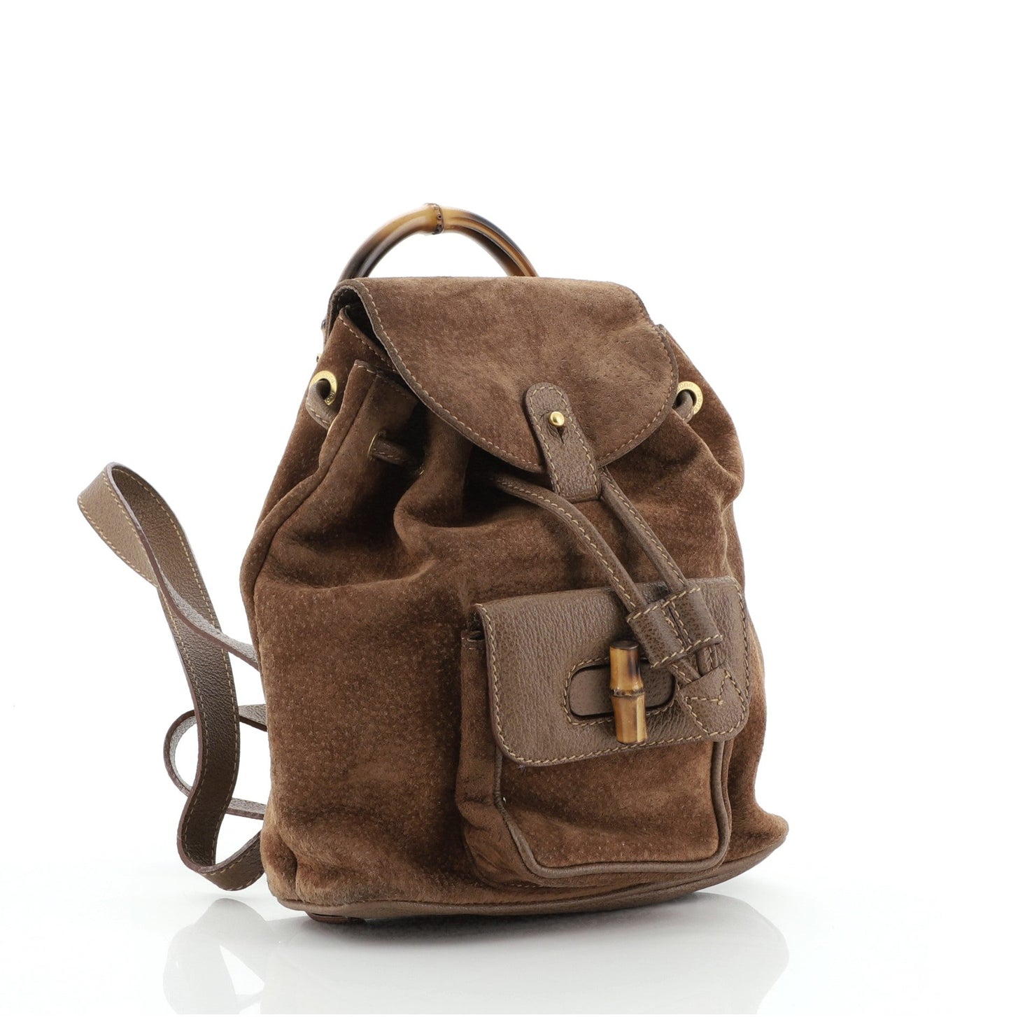 Vintage Bamboo Backpack Suede Mini