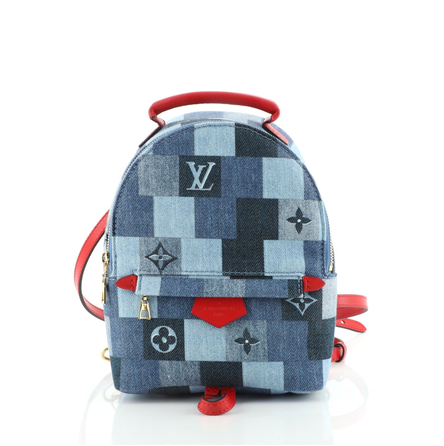 Palm Springs Backpack Damier and Monogram Patchwork Denim Mini