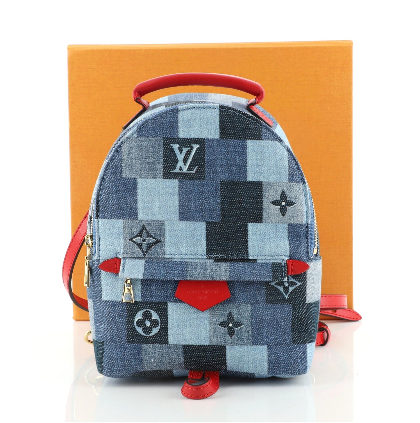 Palm Springs Backpack Damier and Monogram Patchwork Denim Mini